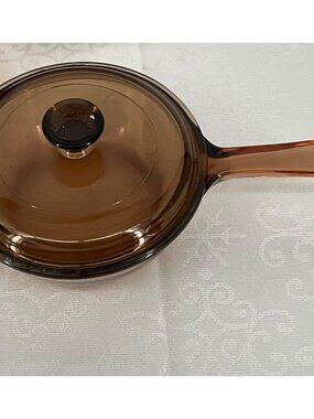 Vintage Visions Corning Ware Amber Glass Saucepan 1L w/ Lid